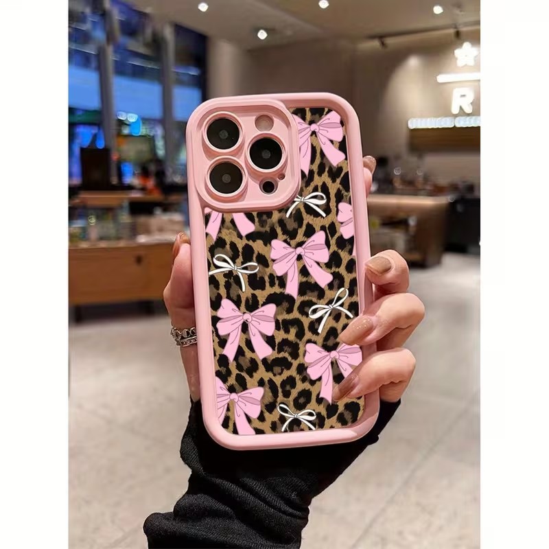 Phone Cases For Iphone 13 - Leopard Print Bow Phone Case For