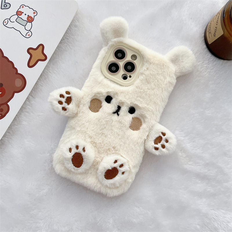 Korean 3D Cartoon Bear Fluffy  - огляд і ціна Phone Cases For Iphone 13