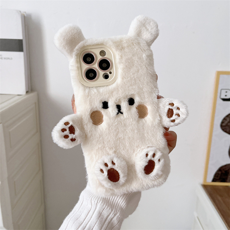 Korean 3D Cartoon Bear Fluffy  - огляд і ціна Phone Cases For Iphone 13