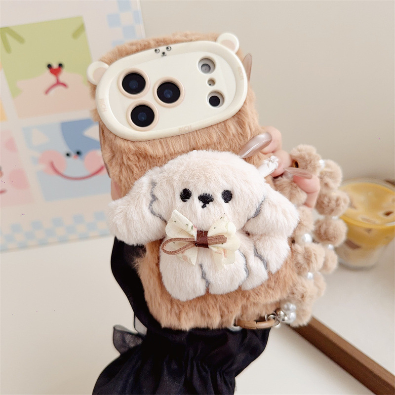 3D Cartoon Bowknot Puppy Warm  - огляд і ціна Phone Cases For Iphone 13