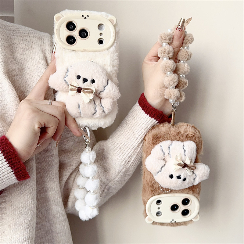 3D Cartoon Bowknot Puppy Warm  - огляд і ціна Phone Cases For Iphone 13